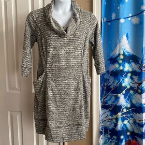 Tweed look Cowl Dress with Pockets